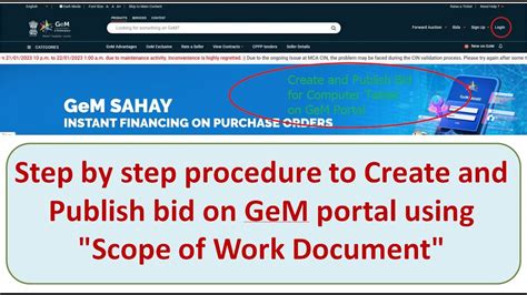 Step By Step Procedure To Create And Publish Bid On Gem Portal Using