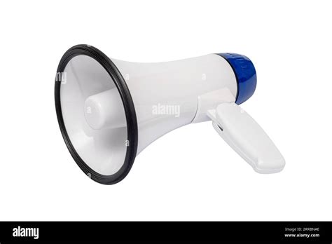 Electronic Megaphone On White Background Loud Speaking Device Stock