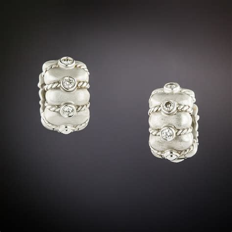 Contemporary Diamond Huggie Earrings