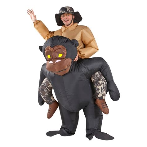 Inflatable Headcover Riding Gorilla Halloween Costume, Adult, Unisex ...