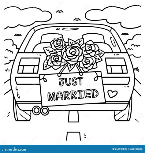 Wedding Car Just Married Coloring Page For Kids Stock Vector