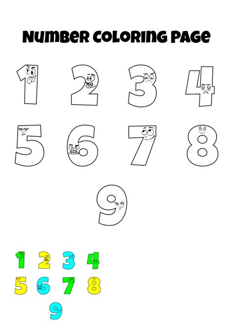 printable number coloring page template  edit