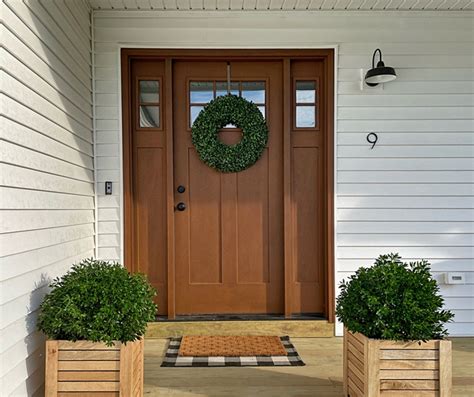 Craftsman Fiberglass Entry Door With Sidelights - Glass Designs