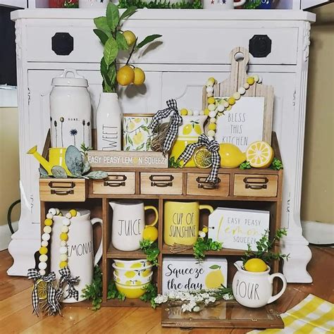 Rae Dunn Lemons Display Summer Decor Summer Fun Lemon Decor Bee