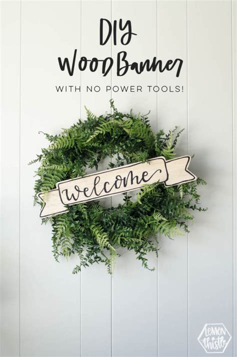 Welcome DIY Wood Sign for Wreath - Lemon Thistle