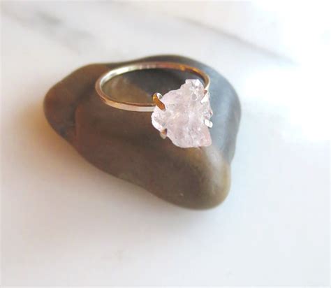 Raw Rose Quartz Ring Rough Pink Stone Ring Quartz Crystal