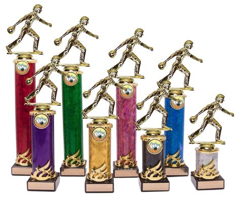 Gold Male Ten Pin Bowling Column Trophy Personalised County Engraving