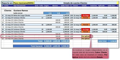 Reporte Estado De Cuenta Excel