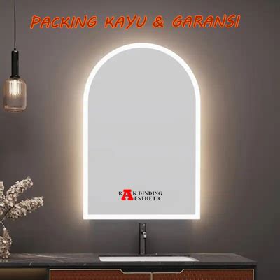 Jual Cermin Aesthetic Scandinavian Vintage Oval Atas Ring Led Sunblast