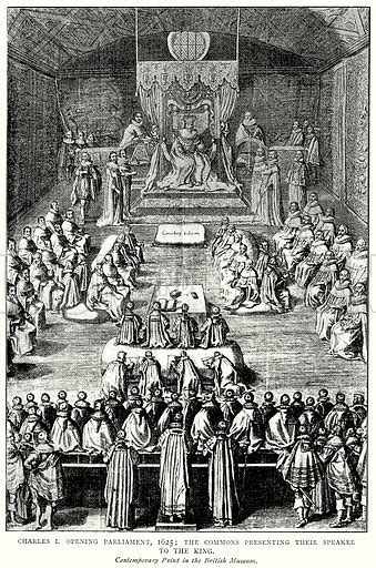 Charles I opening Parliament, 1625; The Commons Presenting … stock ...