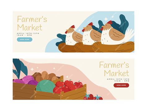 Free Vector | Flat farmers market banner set