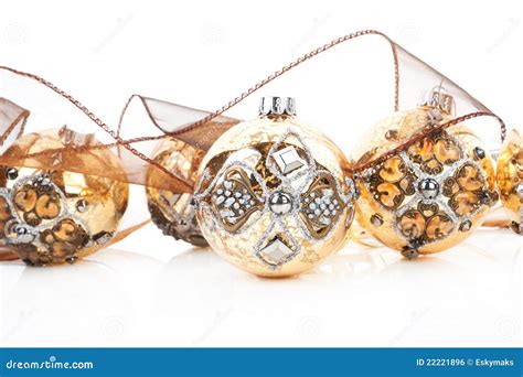 Luxueuze Gouden Kerstmisballen Stock Foto Image Of Kerstmis Niemand