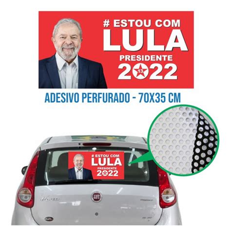 3 Adesivos Lula Perfurado Vidro Traseiro Carro 70x35 Parcelamento Sem