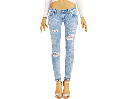 Be Styled Extravagante Designer Low Waist Hüftjeans Ausgefallene Zerrissene Destroyed Style