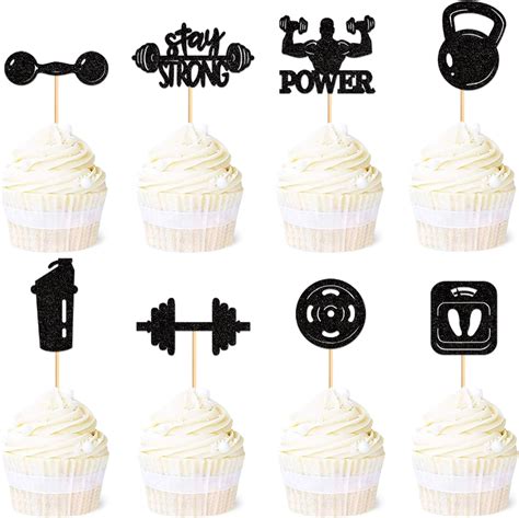 Amazon Ercadio 24 Pack Gym Workout Cupcake Toppers Glitter Biceps