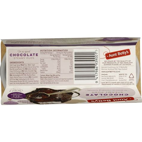 Aunt Betty S Chocolate Steamy Puds 2x95g Woolworths