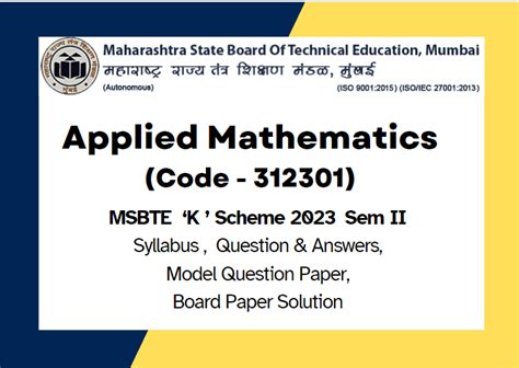 Applied Maths Sem Ii Diploma Msbte K Scheme Syllabus Shiksha Mentor