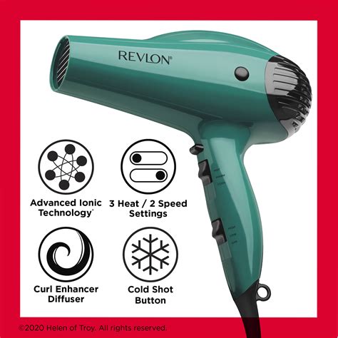 Revlon 1875w Ionic Volume Booster Hair Dryer Green