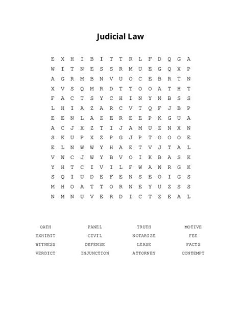 Judicial Law Word Search