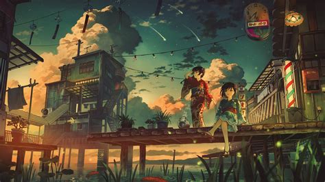 Wallpaper Anime Girls Anime Sky Clouds Sea Side Japanese Kimono