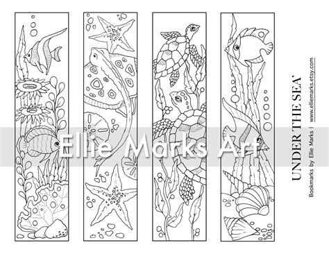 Under The Sea Coloring Bookmarks Etsy