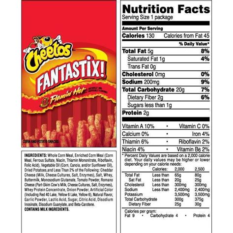 34 Flamin Hot Cheetos Nutrition Facts Label Labels 2021 | Images and Photos finder