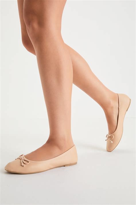 Light Nude Ballet Flats Bow Ballet Flats Faux Leather Flats Lulus