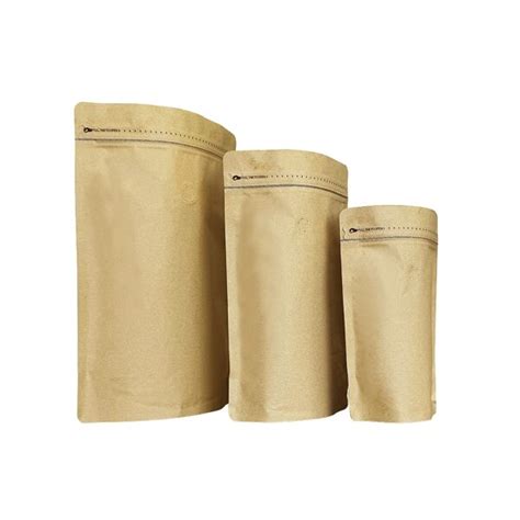 500g Kraft Paper Stand Up Coffee Bag With Valve Pull Tab Zipper Foil