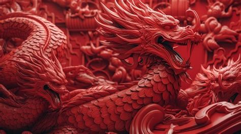 Premium AI Image | Red dragon statue illustrationxA