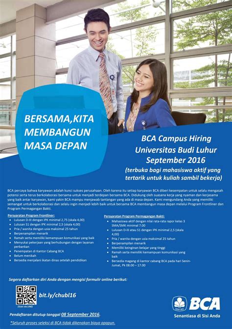 Campus Hiring Bca Bank Central Asia Budi Luhur Career Center