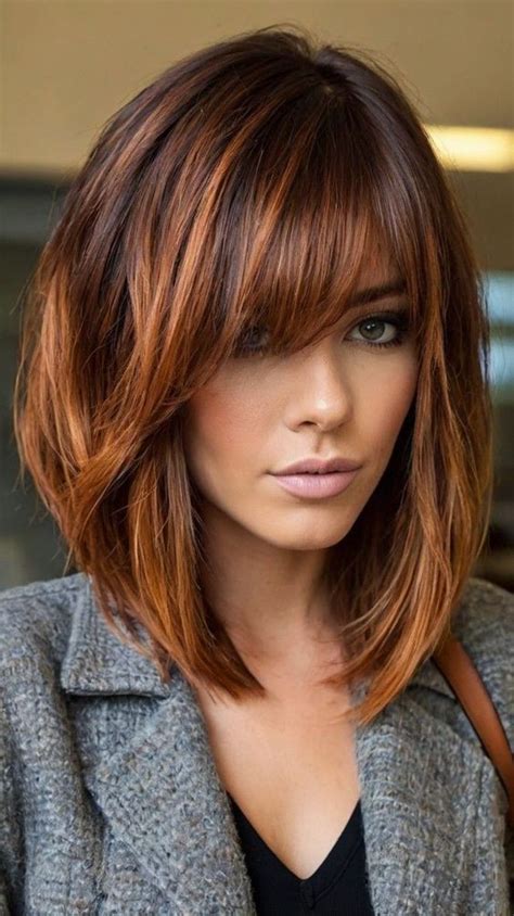 Brunette Copper Hair Color Reddish Brown Hair With Money Piece Dark