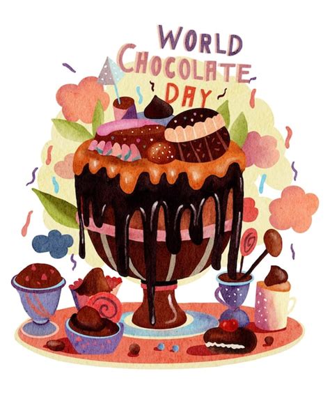 Dia Mundial Do Chocolate Ilustra O Desenhada M O Sobremesa De