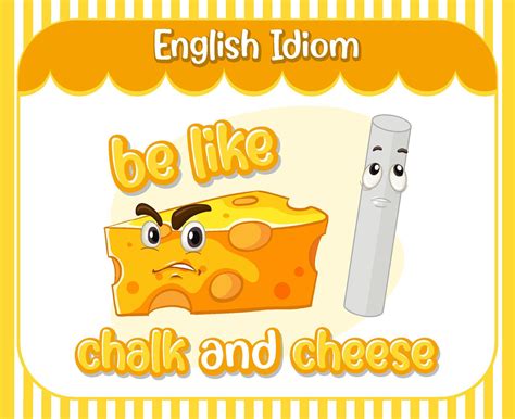 English idiom with picture description for be like chalk and cheese 6063037 Vector Art at Vecteezy