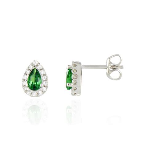 Boucles d oreilles or 18 carats émeraude et diamant 0 14 carat