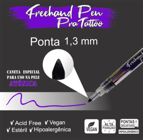 Freehand Pen Roxa Mm Caneta Recarreg Vel Pontas Descart Veis