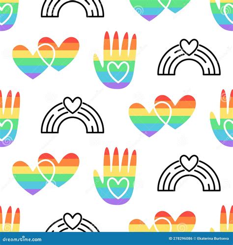 Gay Pride Seamless Pattern LGBT Rights Background Stock Vector Illustration Of Freedom