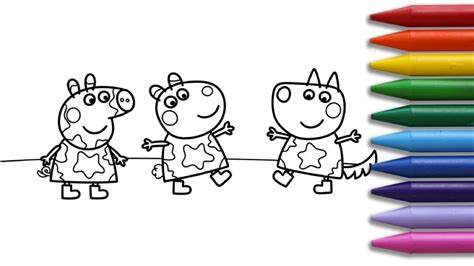 How To Draw Easy Cute Peppa Pig And Friends Playing In Mud Easydrawcolor