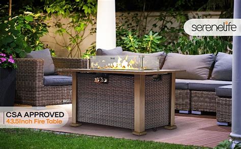 Amazon SereneLife Outdoor Propane Fire Pit Table Approved Safe