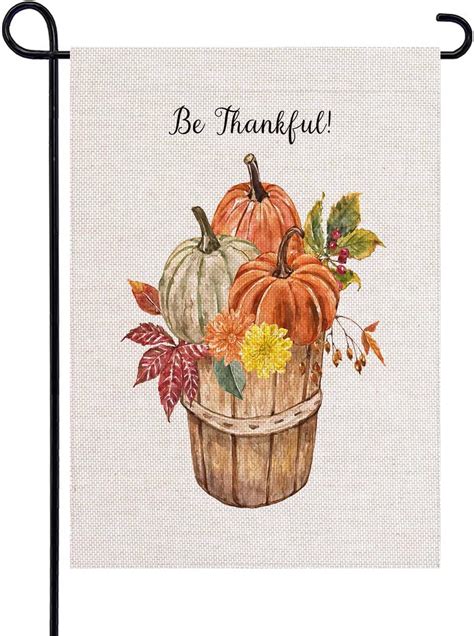 Amazon Uanvaha Fall Pumpkins Garden Flag Decor Be Thankful Word