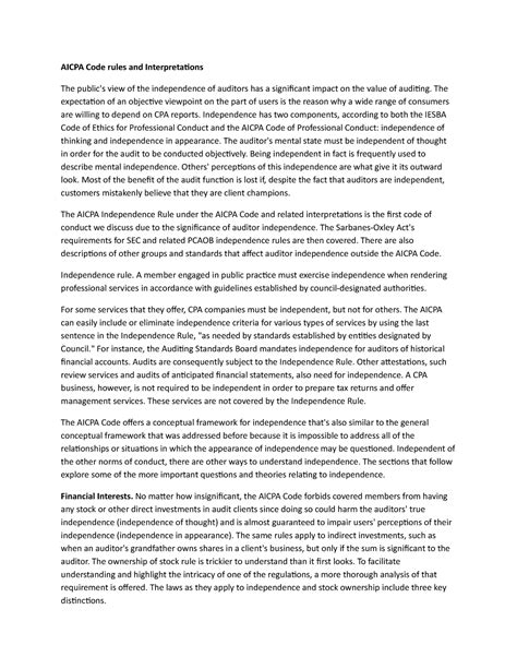 Aicpa Code rules interp - AICPA Code rules and Interpretations The ...