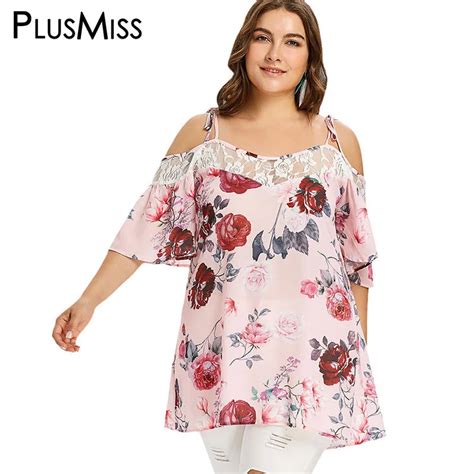 Plusmiss Plus Size 5xl 4xl Off The Shoulder Boho Beach Blouse Summer