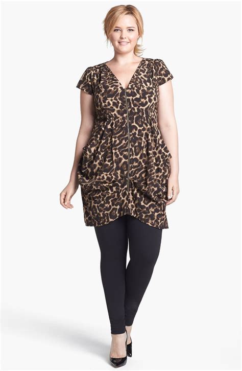 City Chic Print Front Zip Pleat Tunic Plus Size Nordstrom