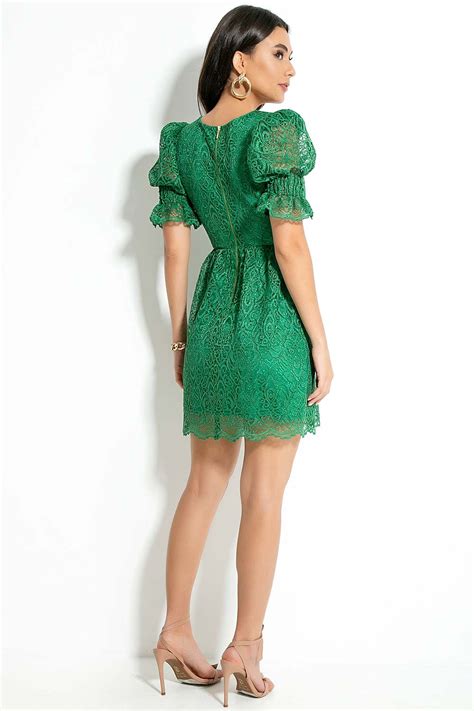 VESTIDO CURTO RENDA CORD VERDE