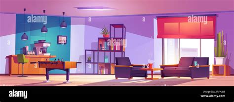 Office breakout room cartoon vector design. Lounge break zone creative ...