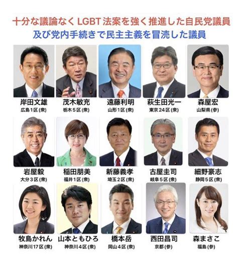 さかさま On Twitter Lgbt利権法案推進議員は落選すべきだ。絶対に許さない。宏池会がいつも日本を壊す。 Lgbt法案に反対します 自民党に来て日本を壊すな。