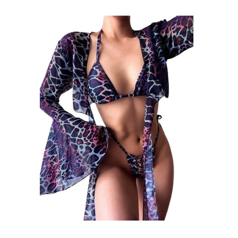 Ripley TRAJE BAÑO BIKINI CORTE ALTO LEOPARDO 3 PZAS 2022 BRASILEÑO