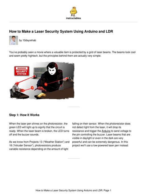 How To Make A Laser Security System Using Arduino PDF | PDF | Arduino ...