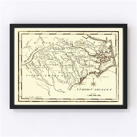 Vintage Map of North Carolina 1795 by Ted's Vintage Art