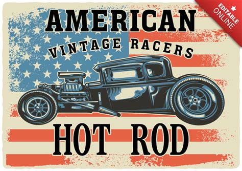 Vintage American Hot Rod Poster Design Template Free Design Template