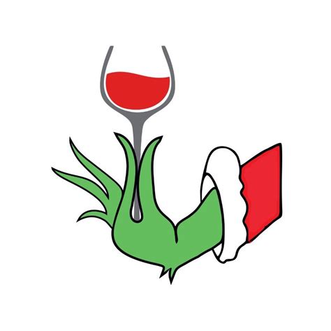 Grinch hand holding red wine glass vector illustration png - freepng